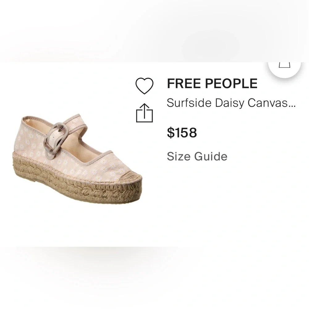 Free People Women’s Surfside Daisy Canvas Espadrille / Brand NWOT / Size 10.5